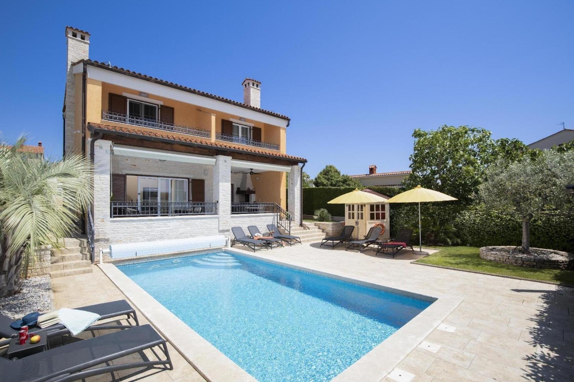 Ferienhaus In Pomer Mit Privatem Beheizten Pool Und Meerblick Екстер'єр фото