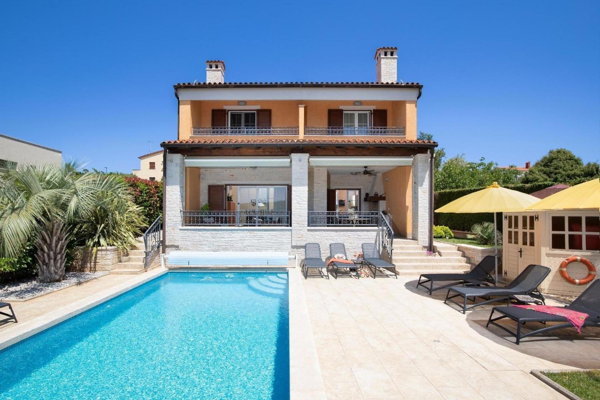 Ferienhaus In Pomer Mit Privatem Beheizten Pool Und Meerblick Екстер'єр фото